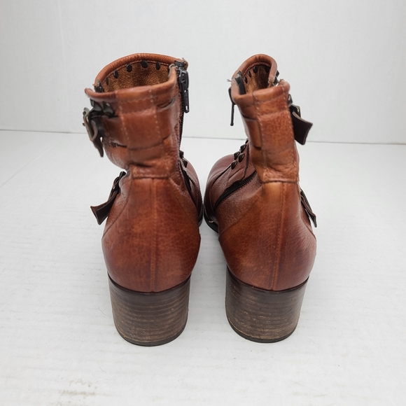 Paul Green Shoes | Paul Green Distressed Studded Moto Boots Brown 85 | Poshmark